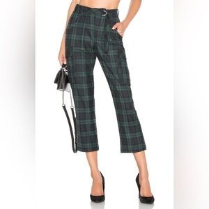 Free People Plaid Cropped Pants Green Size 4